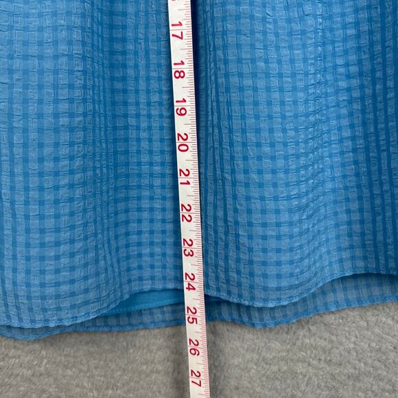 Calvin Klein Tiered Baby Doll Blouse Slate Blue Size XL Boho Relaxed Fall Style - Picture 4 of 8